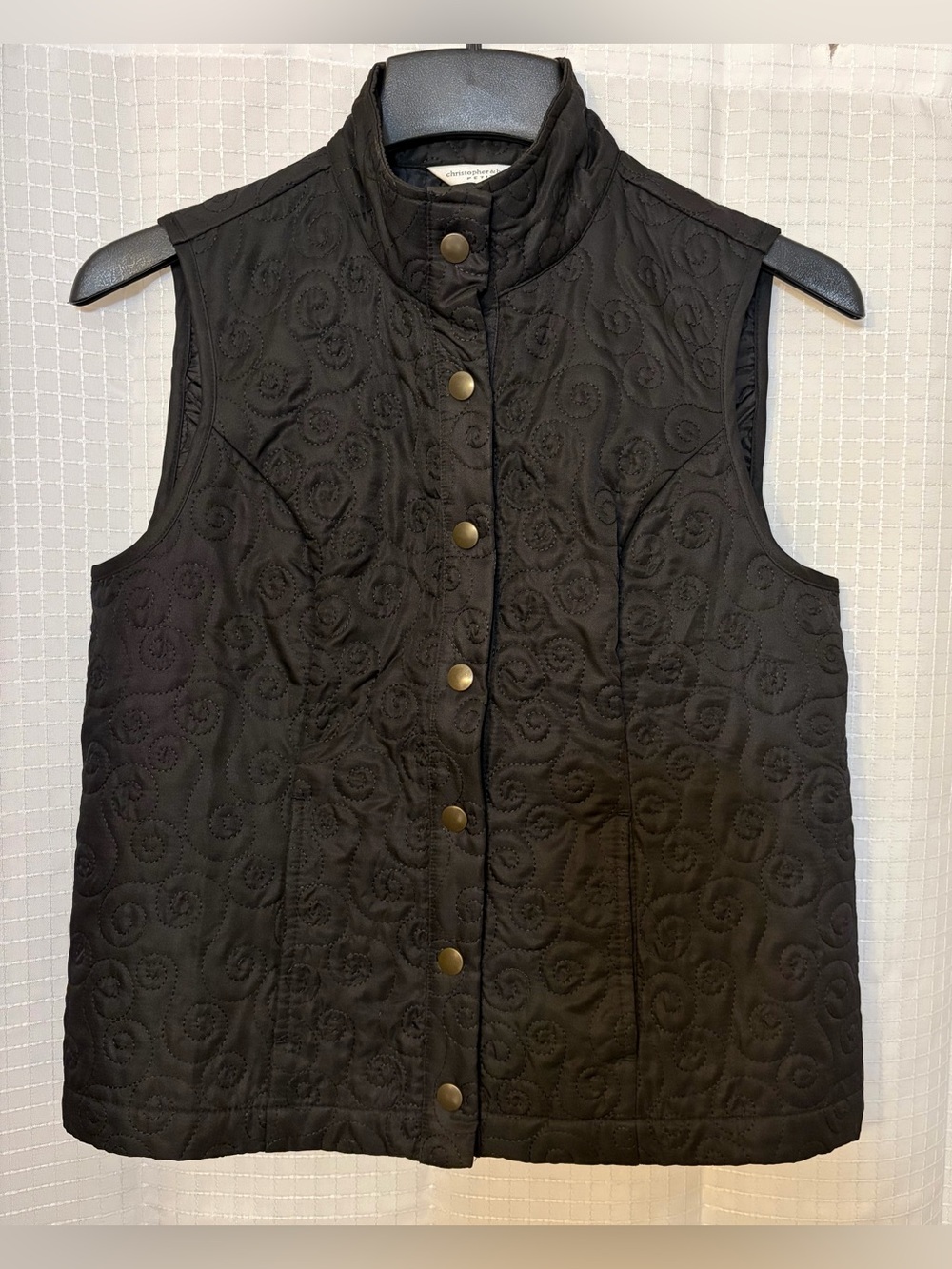 Christopher & Banks black quilted swirl design vest - petite small
